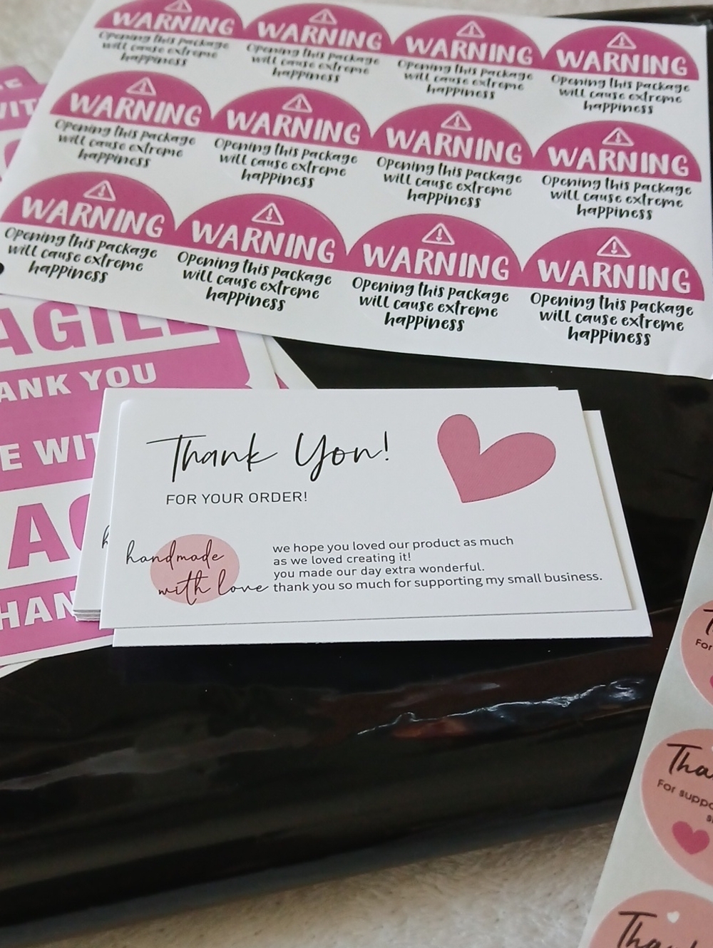 60 PCS Shipping Supplies 10"x13" Polymailers, Thank You Cards, Fragile Stickers+ - Picture 5 of 5